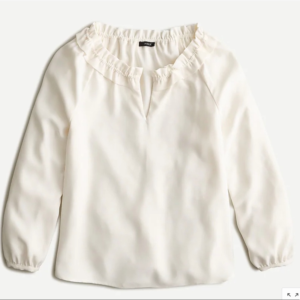 Jcrew Drapey ruffleneck top in 365 crepe